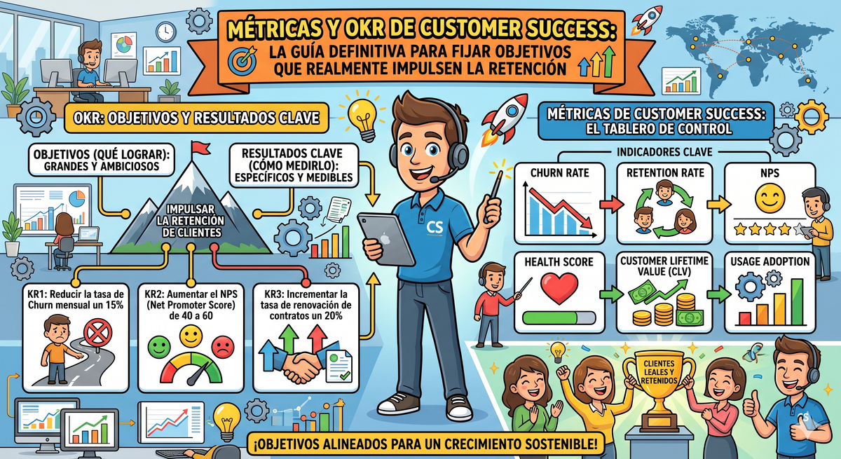 Métricas y OKR de Customer Success: la guía para fijar objetivos que realmente impulsen la retención
