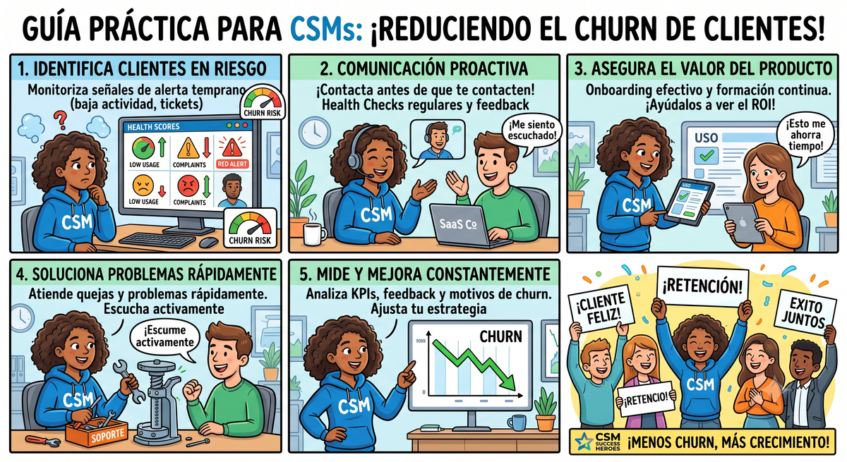 Cómo reducir el churn de clientes: guía práctica para CSMs