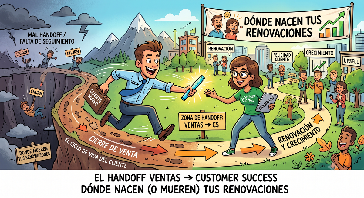 El handoff Ventas → Customer Success: donde nacen (o mueren) tus renovaciones