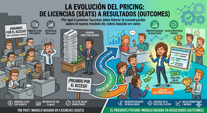 La evolución del Pricing: De Licencias (Seats) a Resultados (Outcomes). Por qué Customer Success debe liderar la conversación sobre el nuevo modelo de cobro basado en valor