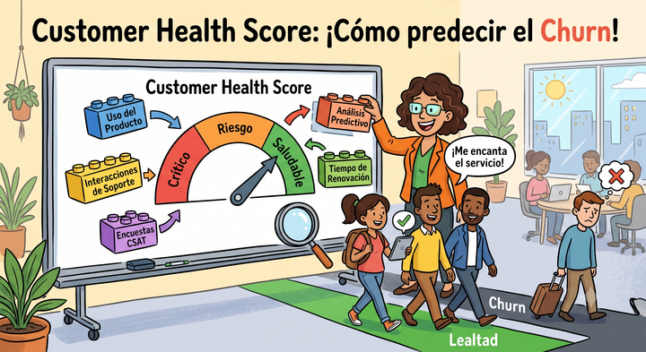 Customer Health Score: cómo construir uno que sí prediga el churn (guía práctica + plantilla)