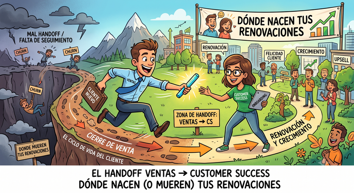 El handoff Ventas → Customer Success: donde nacen (o mueren) tus renovaciones