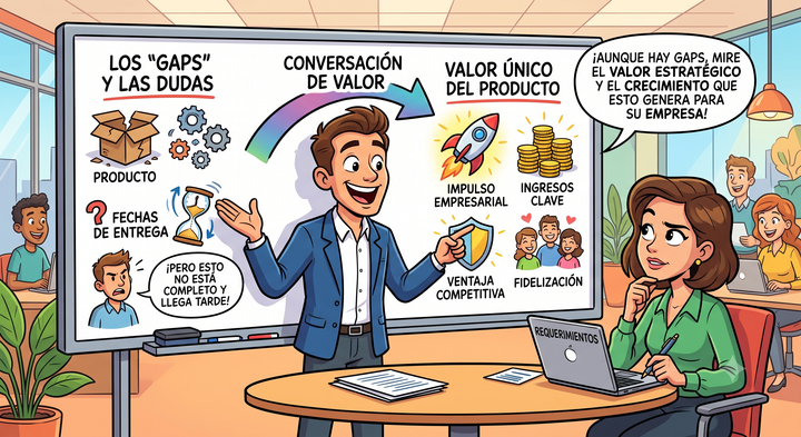 Cómo llevar la conversación al valor cuando tu producto tiene gaps (y las fechas de entrega no son confiables)