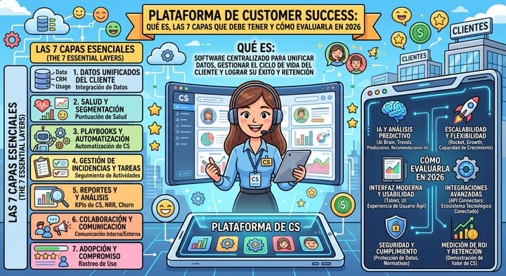Plataforma de Customer Success: qué es, las 7 capas que debe tener y cómo evaluarla en 2026