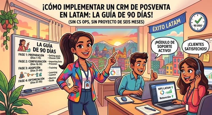 Cómo implementar un CRM de posventa en LATAM: la guía de 90 días (sin CS Ops, sin proyecto de seis meses)